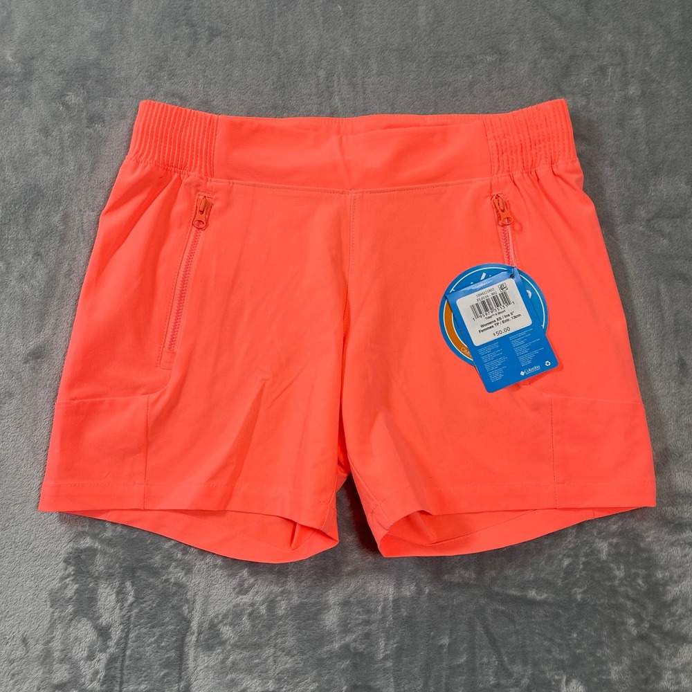 Columbia PFG Shorts Womens XS Tidal II Neon Coral‎ 5 Inch Inseam FL0116-802 NEW